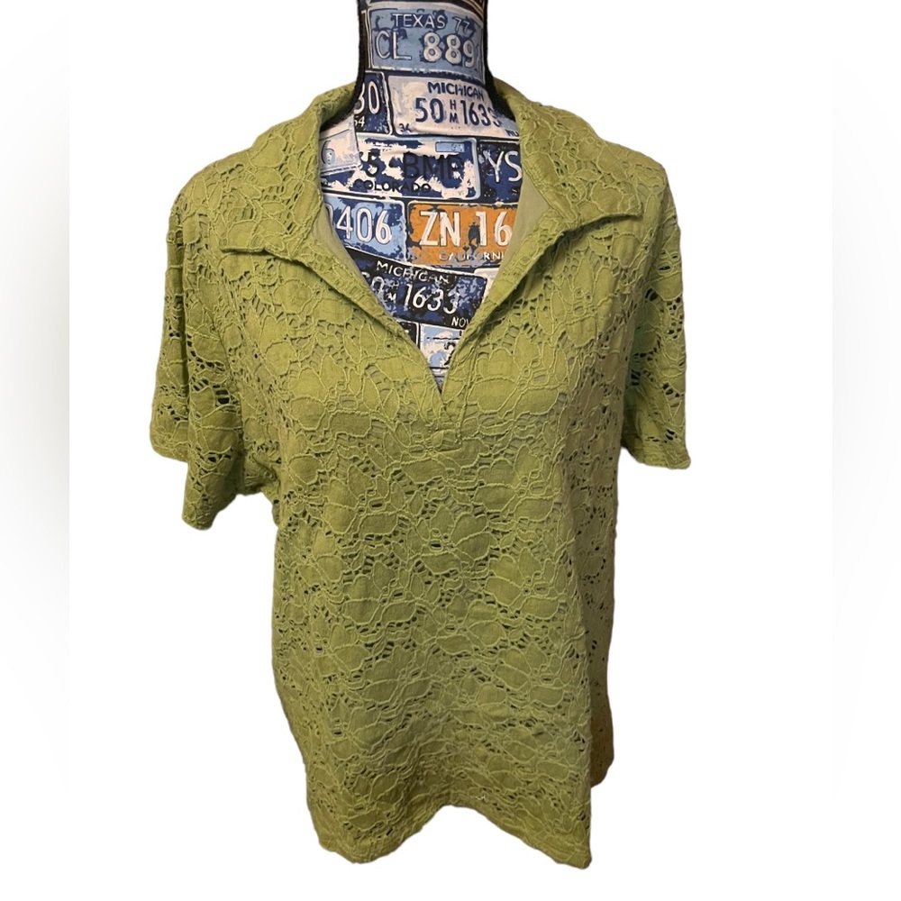 Women’s INC floral lace collared blouse